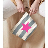 Grey Striped Nautical Make Up Accessory Zip Pouch Bags