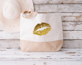 Sparkly Lips! Natural Beach Bag
