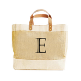 Natural Jute Monogram Luxury Shopper Bag