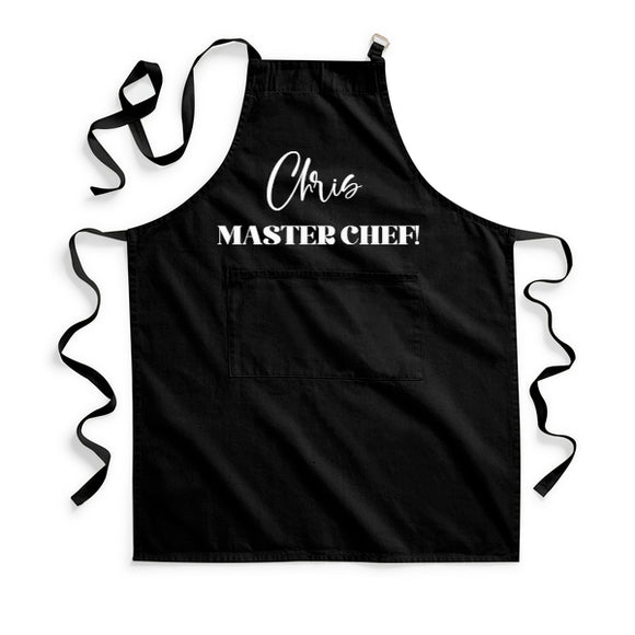 Personalised Master Chef. Black 100% Cotton Apron