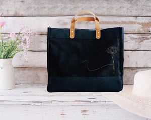 Rose Illustration design Luxury Jute Shopper Bag