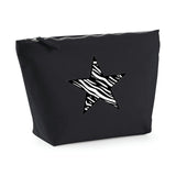 Star design black make up bag