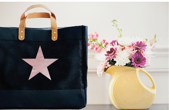 Star Design Black Luxury Jute Shopper Bag