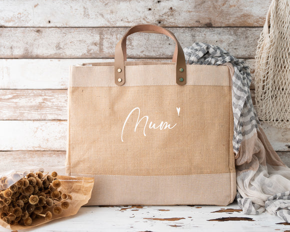 Mum Spring 24 design Luxury Jute Shopper Bag