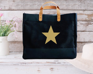 Star Design Black Luxury Jute Shopper Bag