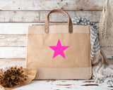 Natural Jute Star Designs Luxury Shopper Bag