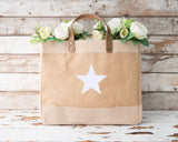 Natural Jute Star Designs Luxury Shopper Bag
