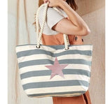 Grey striped Star Beach Bag