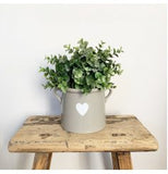 Rustic Ceramic Grey Heart Pot