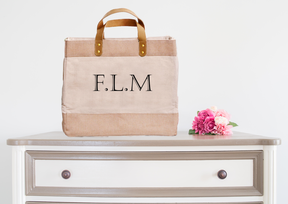 Canvas Initial Luxury Shopper Bag