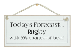 Today's forecast...Rugby, beer!