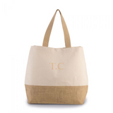 Personalised Monogram Natural Canvas contrast Jute Shopper