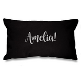 Personalised Name. Black Long Cushion