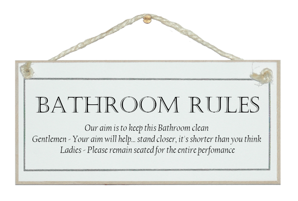 Bathroom rules sign