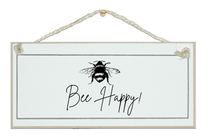 Vintage Bee Happy script Sign