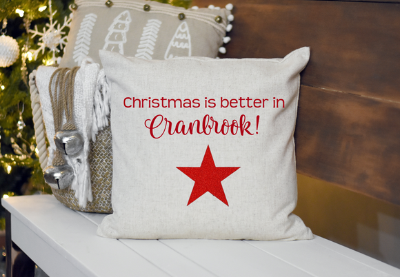 Christmas is better in...bespoke Natural Square Cushion