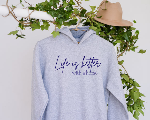 Life better with a horse grey hoodie