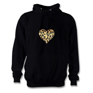 Leopard Print Heart Black hoodie