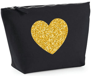 Heart design range black make up bag