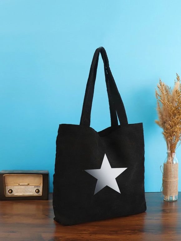 Simple Black Cord Star Tote Bag