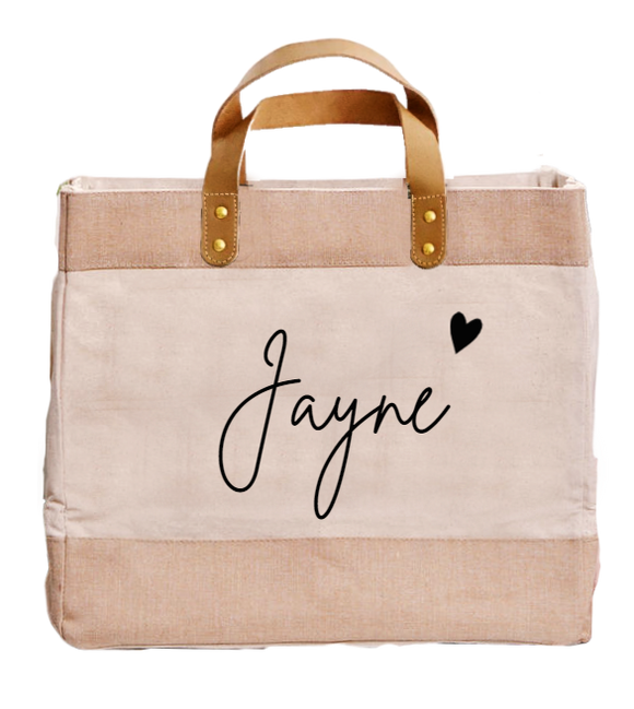 Canvas Personalised Name Luxury Shopper Bag