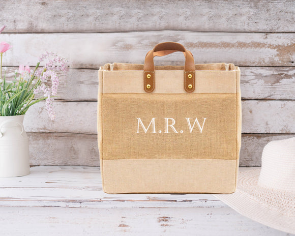 Size 2 Mini Initials Luxury Natural Jute Handbag