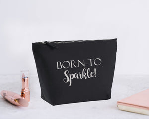 Born to sparkle. Black make up bag