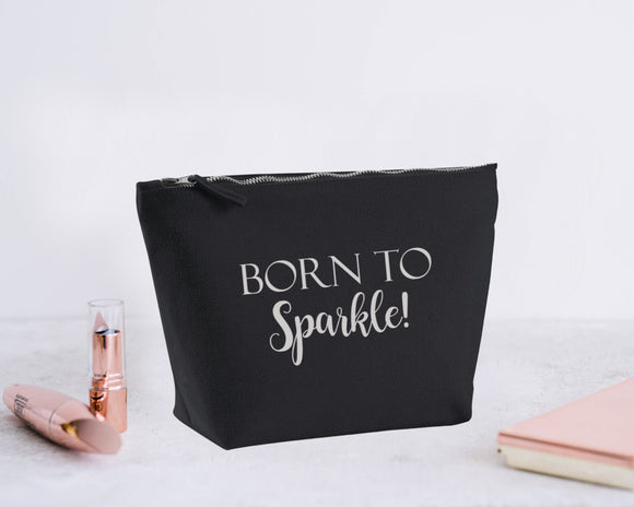 Born to sparkle. Black make up bag