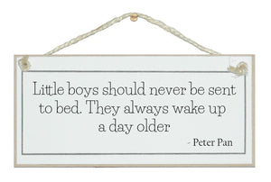 Boys wake up a day older. Peter Pan Sign