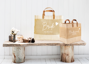 Bride and Bridesmaid Luxury Jute Shopper Set