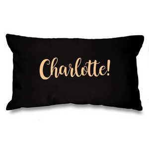 Personalised Name. Black Long Cushion