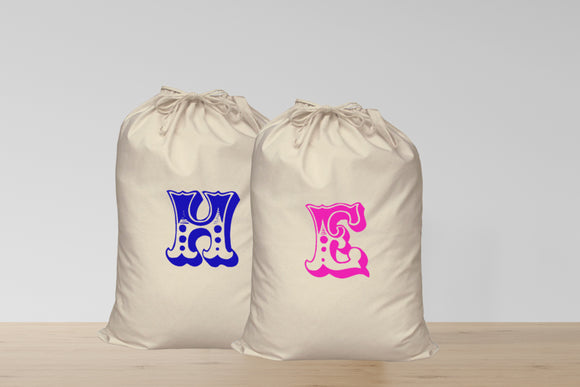Circus Personalised initial Canvas Laundry Bag
