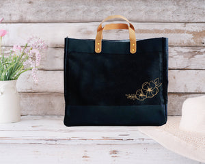 Corner Flower Illustration design Luxury Jute Shopper Bag