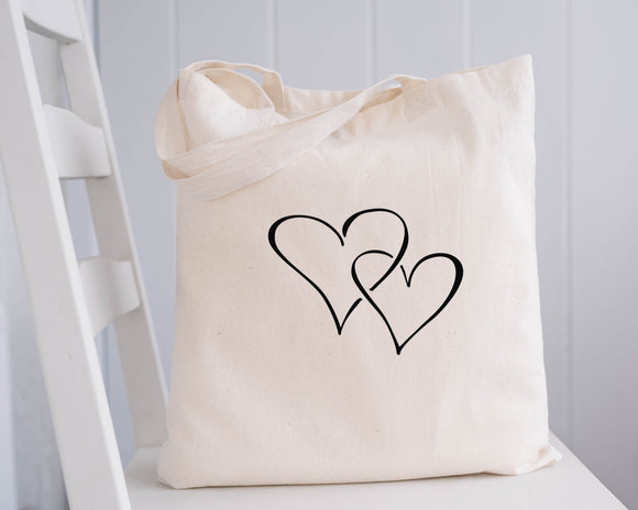 Double heart design Tote Bags