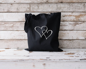 Double heart design Tote Bags