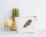 White feather. Make up bag