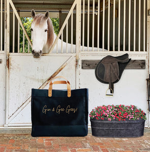 Gin & Gee Gees! Luxury Black Jute & Leather Shopper Bag