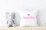Personalised New Baby Natural Square Cushion