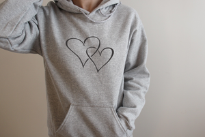 Grey double heart hoodie