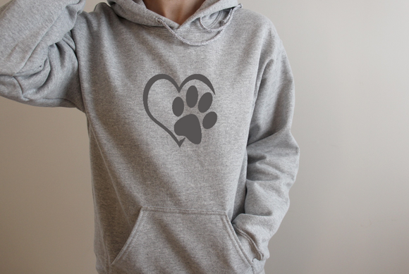 Heart and Paw Print. hoodie