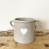 Rustic Ceramic Grey Heart Pot