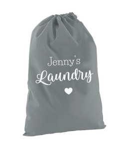 Personalised Grey Cotton Laundry Bag