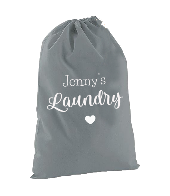 Personalised Grey Cotton Laundry Bag