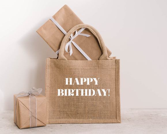 Happy Birthday! Mini Jute Bags