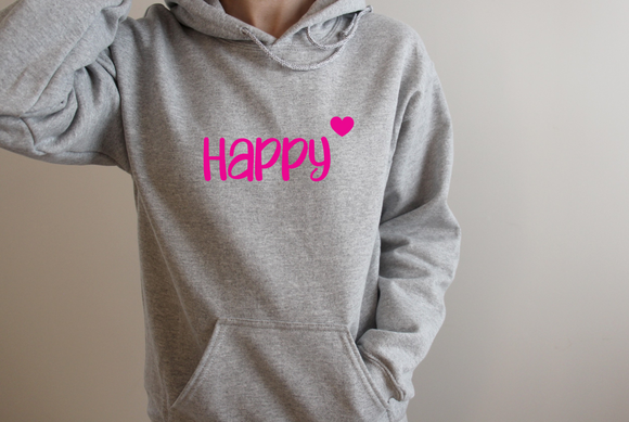 Grey and hot pink Hello hoodie