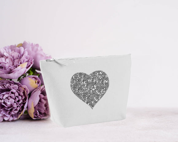 Heart design Grey make up bag