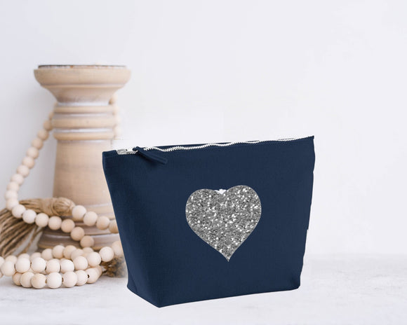 Heart Design Navy make up bag
