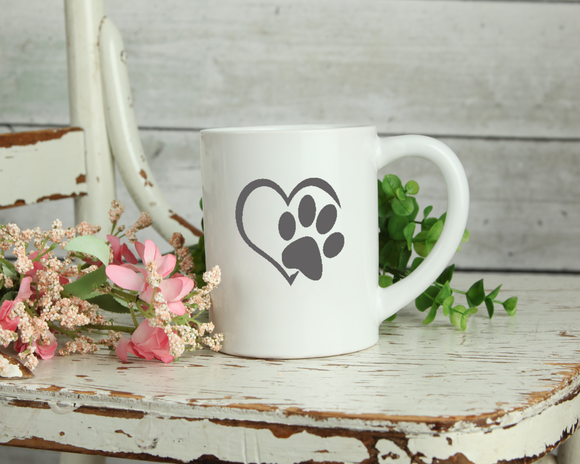 Heart and Paw Print mug