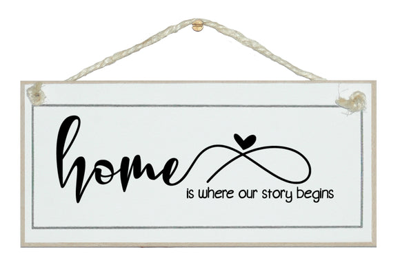 Home is where our story begins. 2023 sign