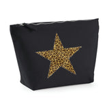 Star design black make up bag